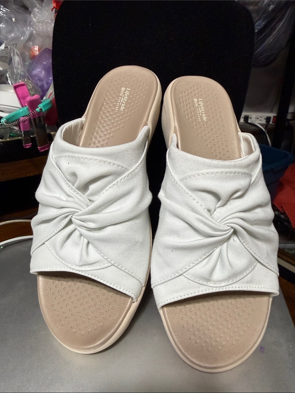 Life stride & Bzees air step slide open toe sandal shoe size 11